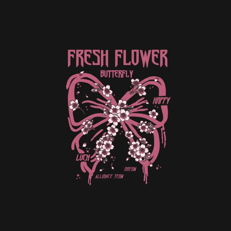 Frische Blumen Schmetterling Design Damen T-Shirt