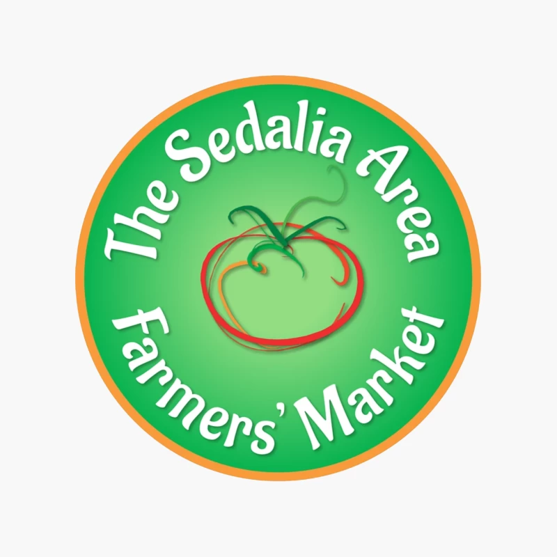 Sedalia Area Farmers' Market Circular Green Logo with Tomato Design Cotton Tote Bag