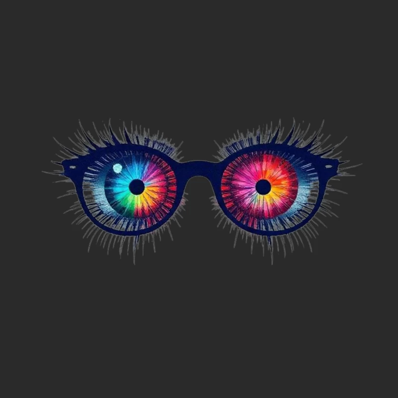 Psychedelic Rainbow Eyes Behind Glasses Baseball Cap