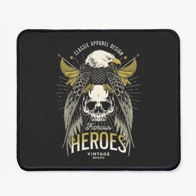 Heroic Eagle Skull with Golden Wings Vintage Design Mouse Pad