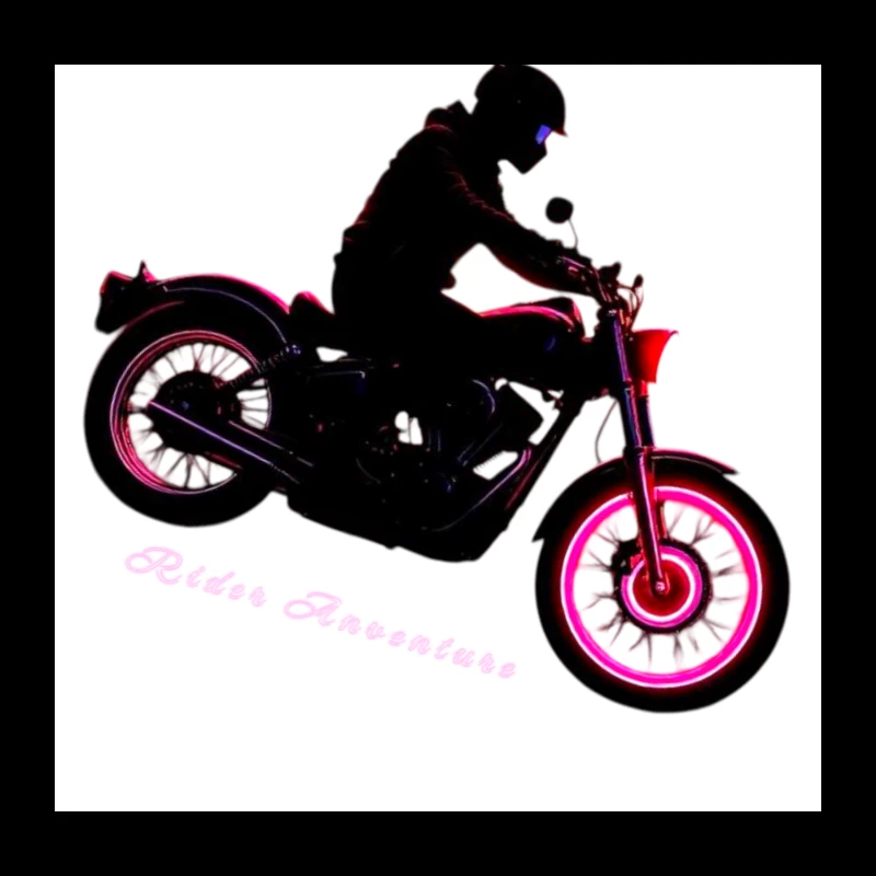 Neon-Glowing Vintage Motorcycle Rider Silhouette Throw Pillow