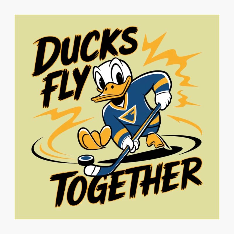 Animated Duck Hockey Mascot: Team Spirit Logo Pin