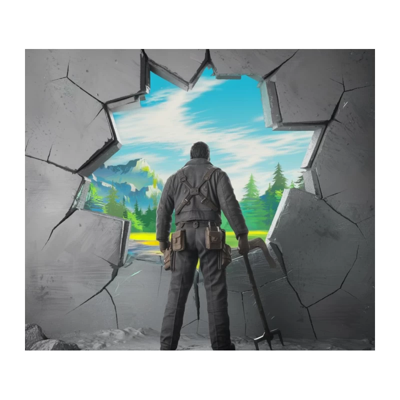 Breaking Through: A Surreal Journey to Freedom and Adventure Tapestry