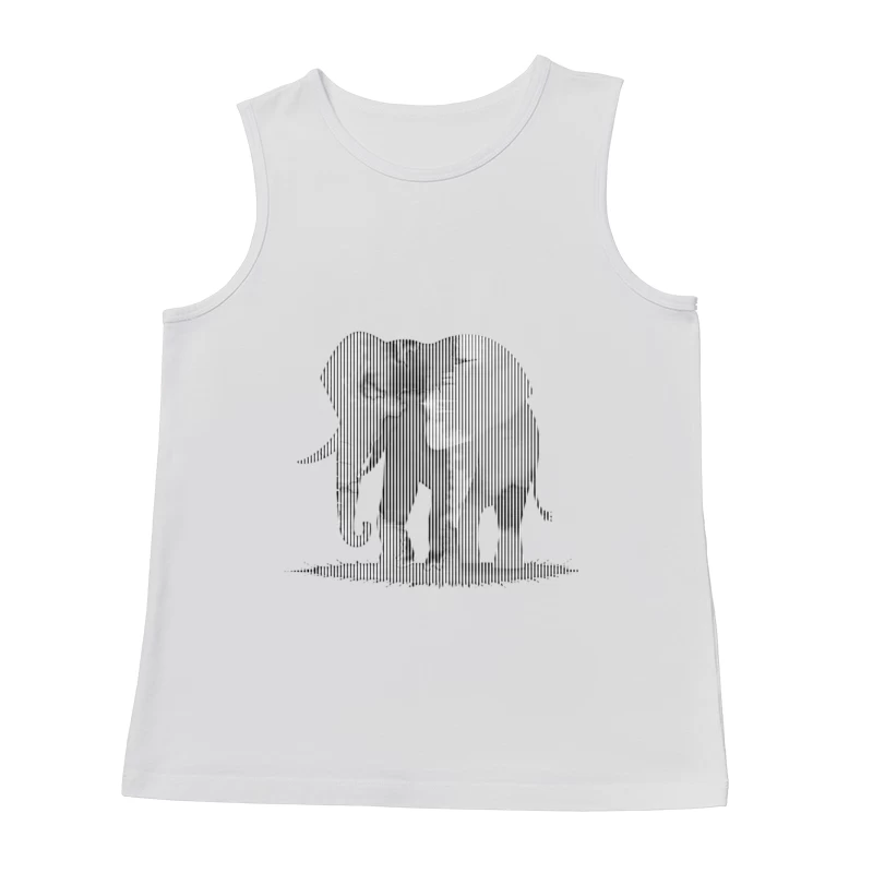 Striped Elephant Silhouette in Minimalist Line Art Male Tank Top