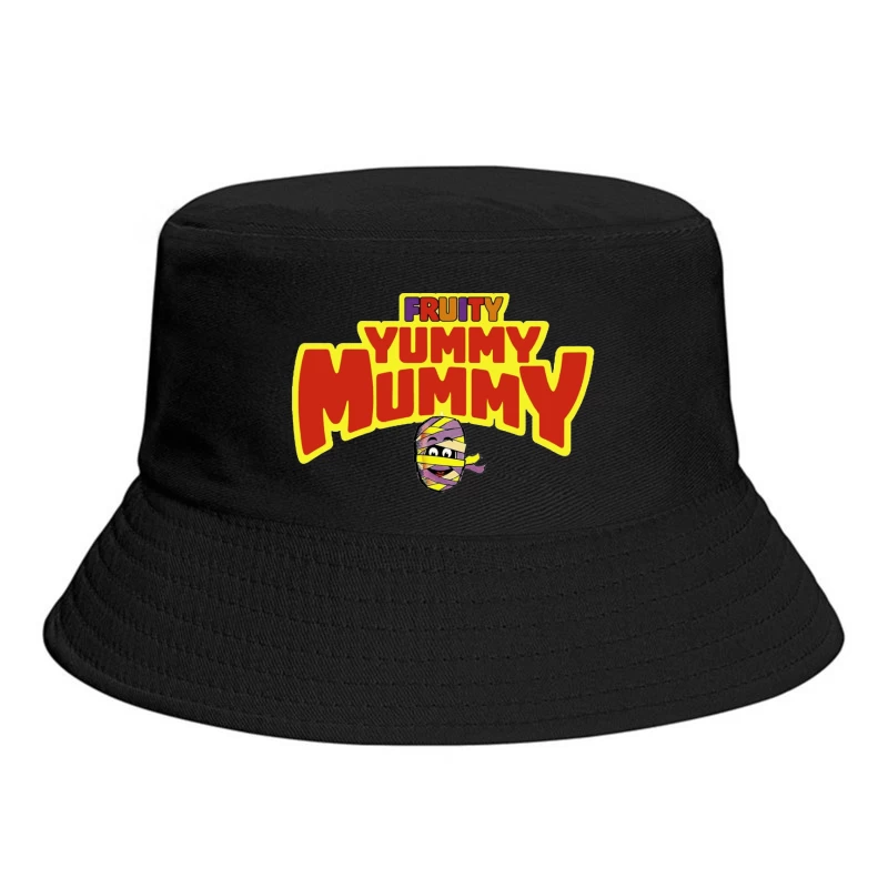 Fruity Yummy Mummy Cartoon Character Logo Bucket Hat