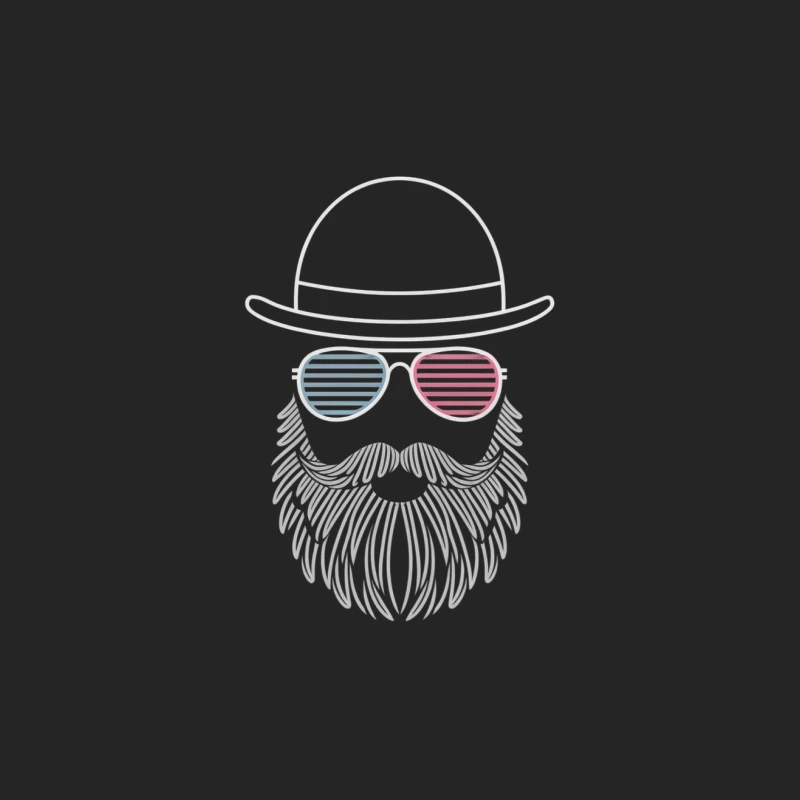Trendy Hipster Illustration with Beard and Sunglasses Male Pullover Sweatshirt