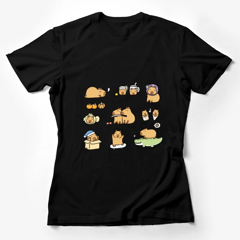 Illustrations mignonnes de capybara dans des scènes amusantes Femme T-Shirt