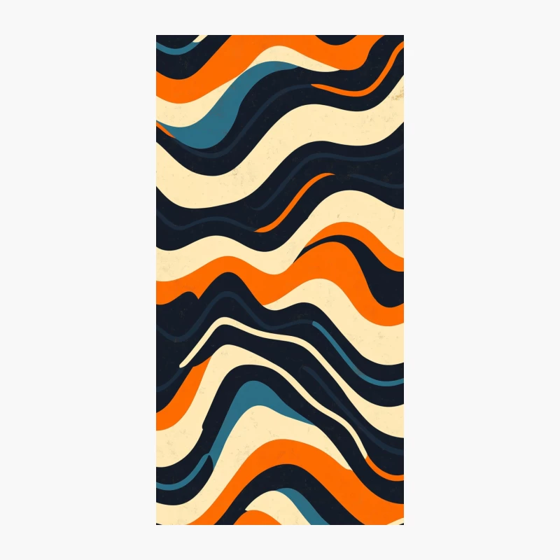 Retro Geometric Wave Pattern in Orange, Blue, and Beige iPhone Case