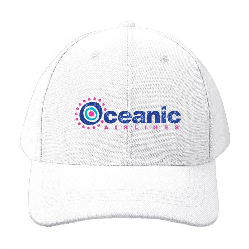 Oceanic Airlines Vintage-Style Logo Design with Blue and Pink Color Scheme Baseball Cap