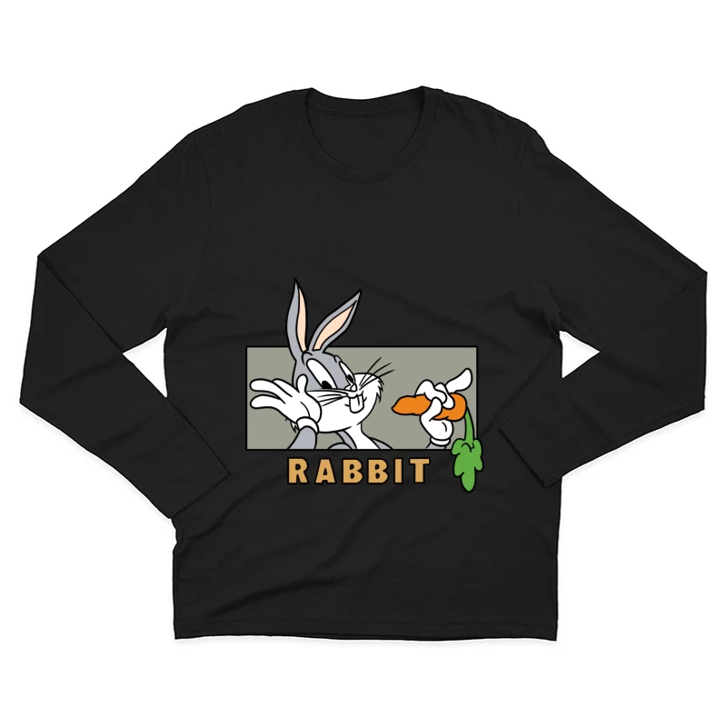 Comic-Hase mit Karotte Herren Langarm T-Shirt