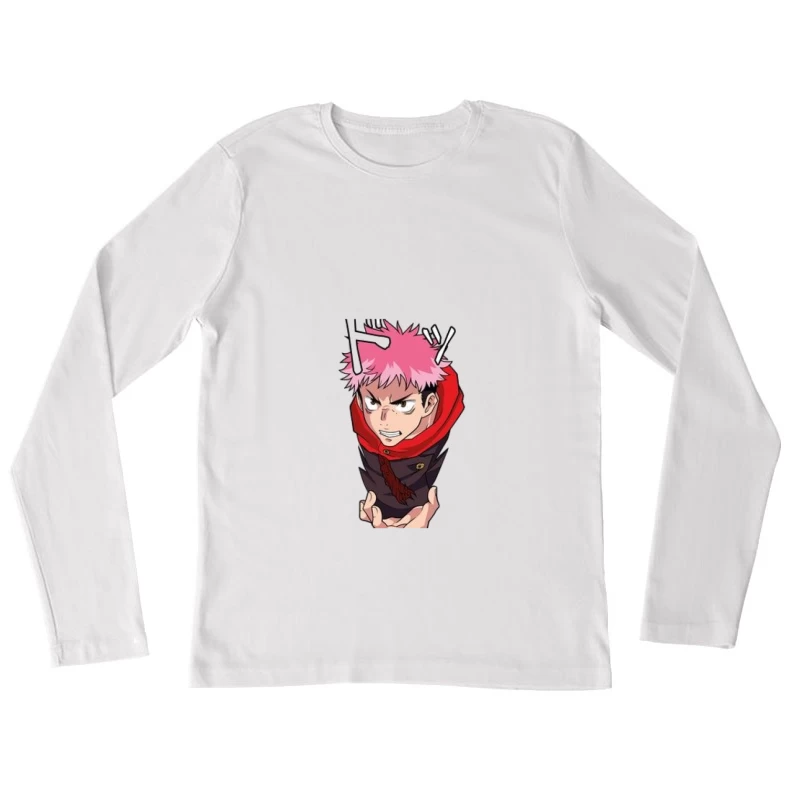 Anime-Charakter mit rosa Haaren Damen Langarm T-Shirt