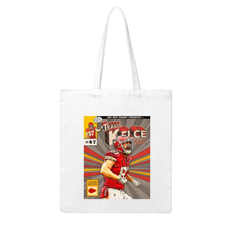 Football - Kansas City Chiefs - Comic Book Mockup - TRAVIS KELCE Cotton Tote Bag