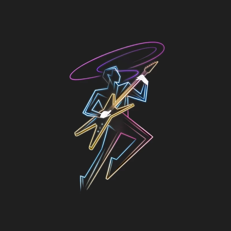 Neon Abstract Guitar Player Minimalist Illustration Male Tank Top
