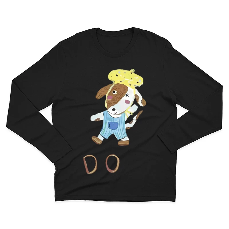 Niedlicher Hund mit gelbem Hut Herren Langarm T-Shirt