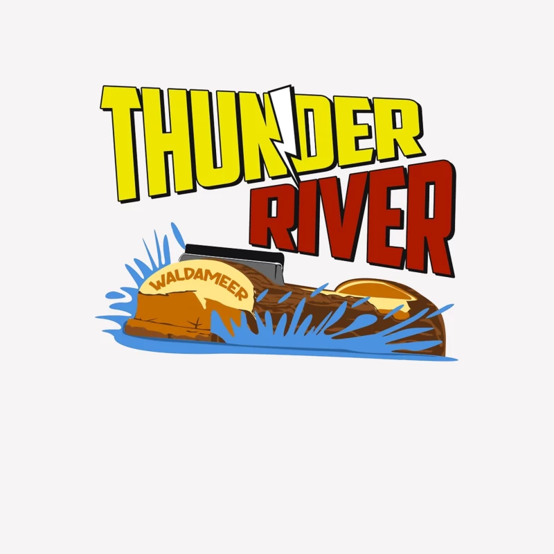 Thunder River Water Ride Logo at Waldameer Park Male T-Shirt