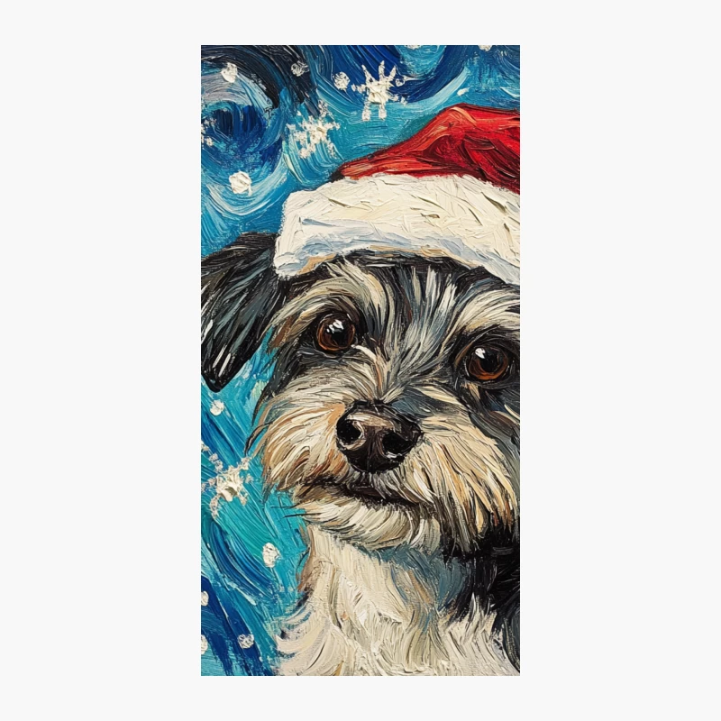 Christmas Pet Portrait of Schnauzer in Santa Hat with Starry Background iPhone Case