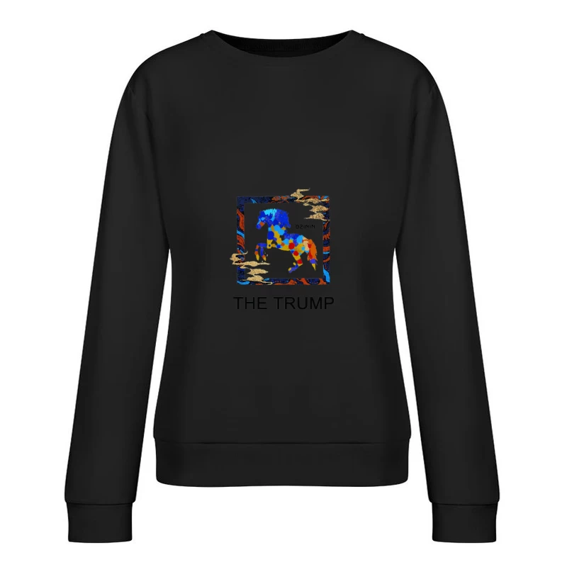 Buntes Pferd im Rahmen Damen Pullover Sweatshirt