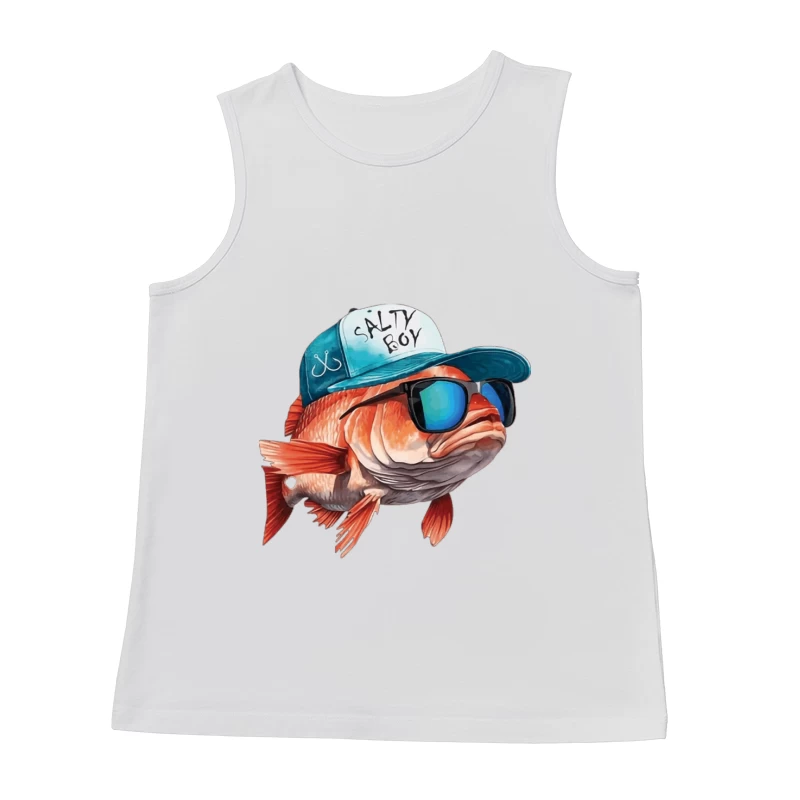 Lustiger Fisch mit Sonnenbrille und Kappe Herren Tanktops
