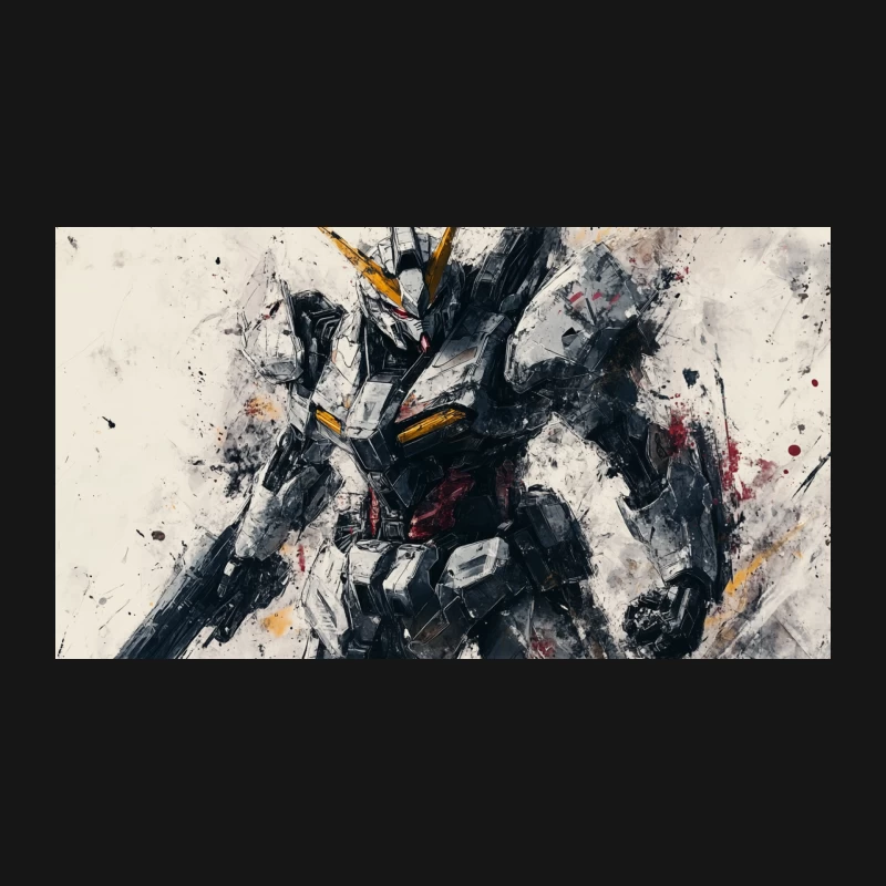Abstract Mecha Robot Painting Inspired by Gundam Anime Desk Mat