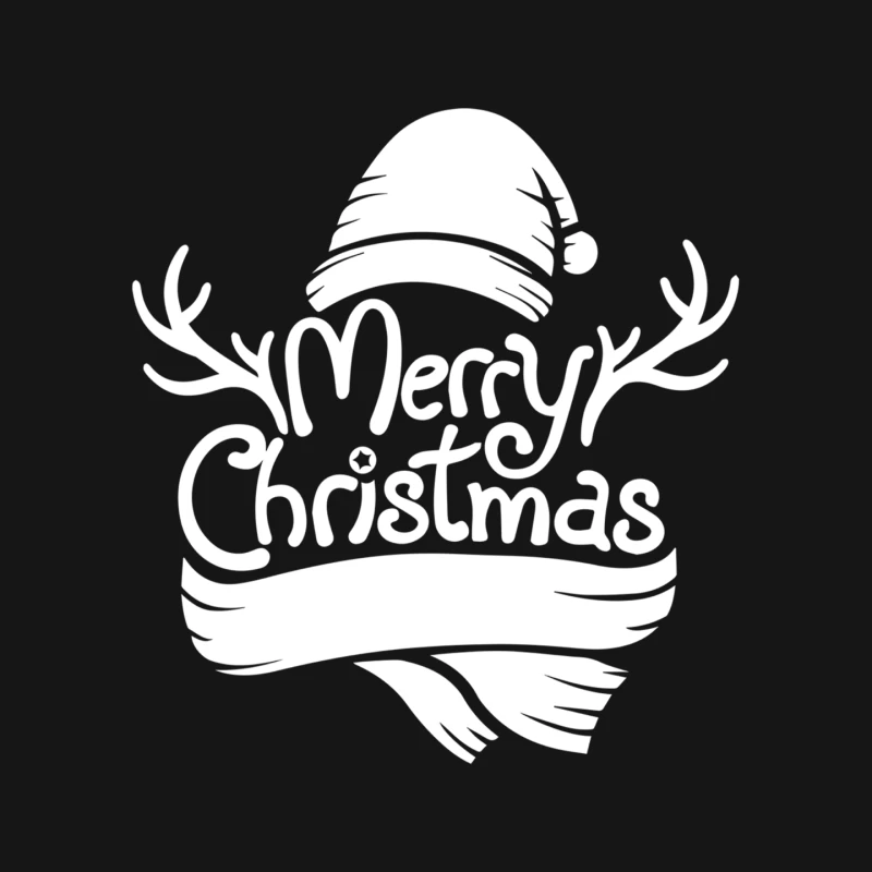 Merry Christmas Reindeer Antlers & Scarf Hat Mouse Pad