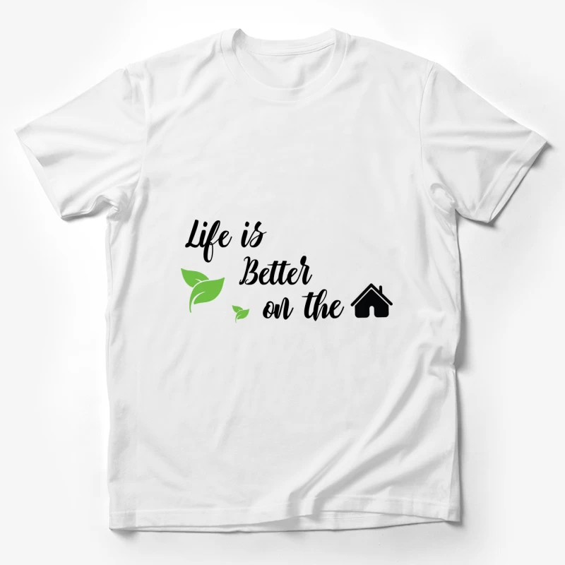 Nature et maison avec feuilles vertes Homme T-Shirt