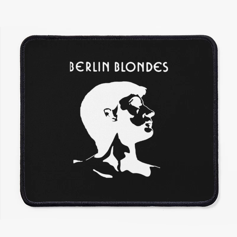 Minimalist Line Art Profile with Berlin Blondes Text Mouse Pad