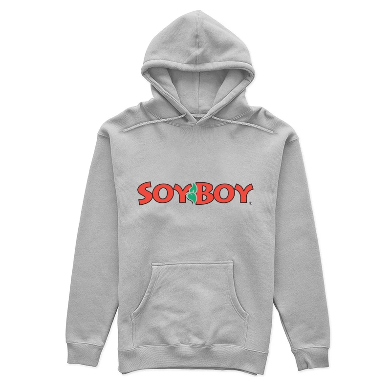 Soyboy Brand Logo with Red Letters and Green Leaf Design Female Pullover Hoodie