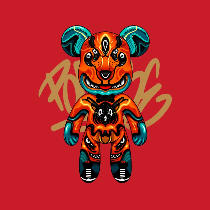 Buntes Bären-Design mit psychedelischem Muster Damen Pullover Hoodie