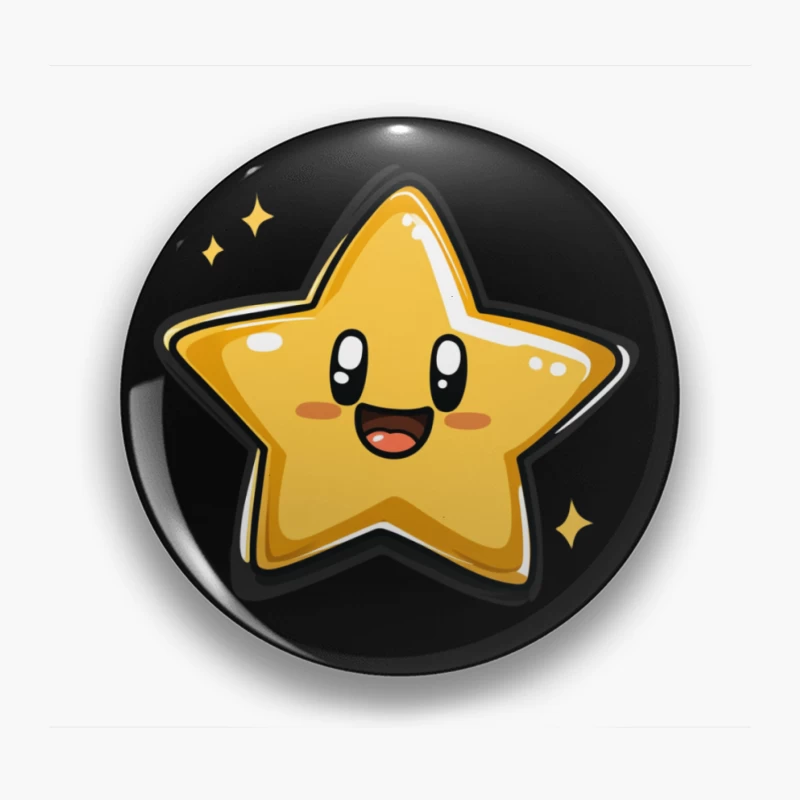 Cheerful Yellow Cartoon Star: Cute Kawaii Illustration Pin