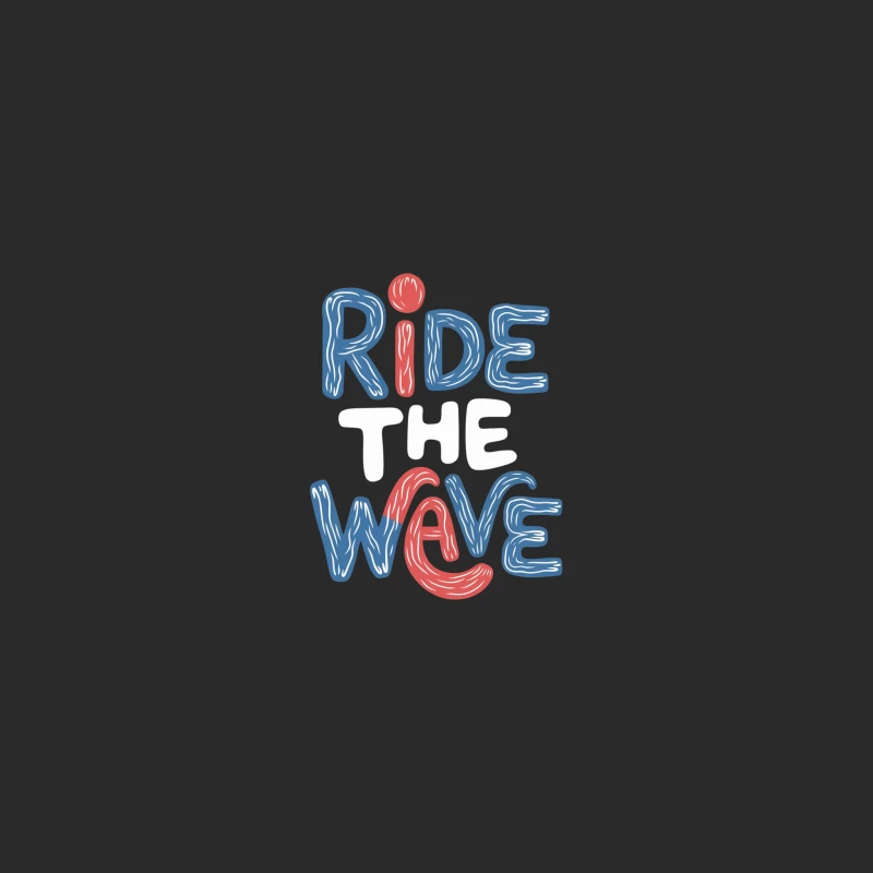 Hand Drawn Ride The Wave Typography Design Baseball Cap