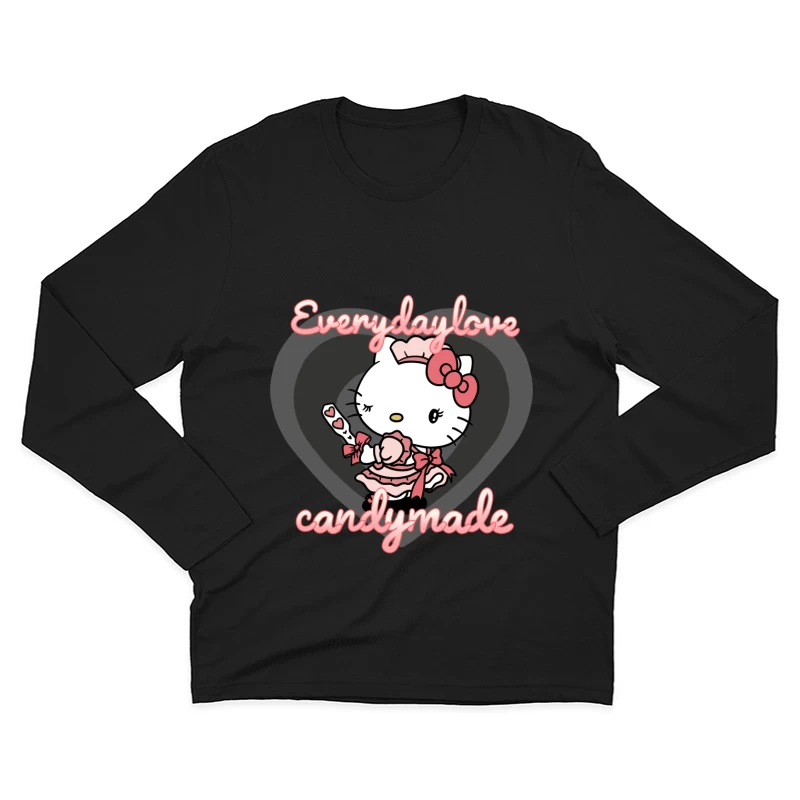 Niedliches Herz-Katzen-Design Herren Langarm T-Shirt