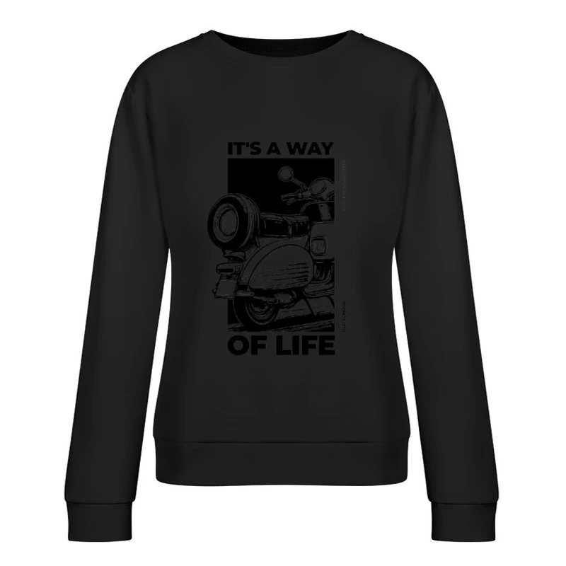 Vintage Scooter Lifestyle Illustration Female Pullover Sweatshirt