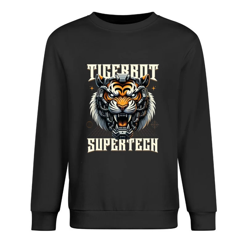 Cybernetic Tiger Head with Futuristic Tech Enhancement Male Pullover Sweatshirt