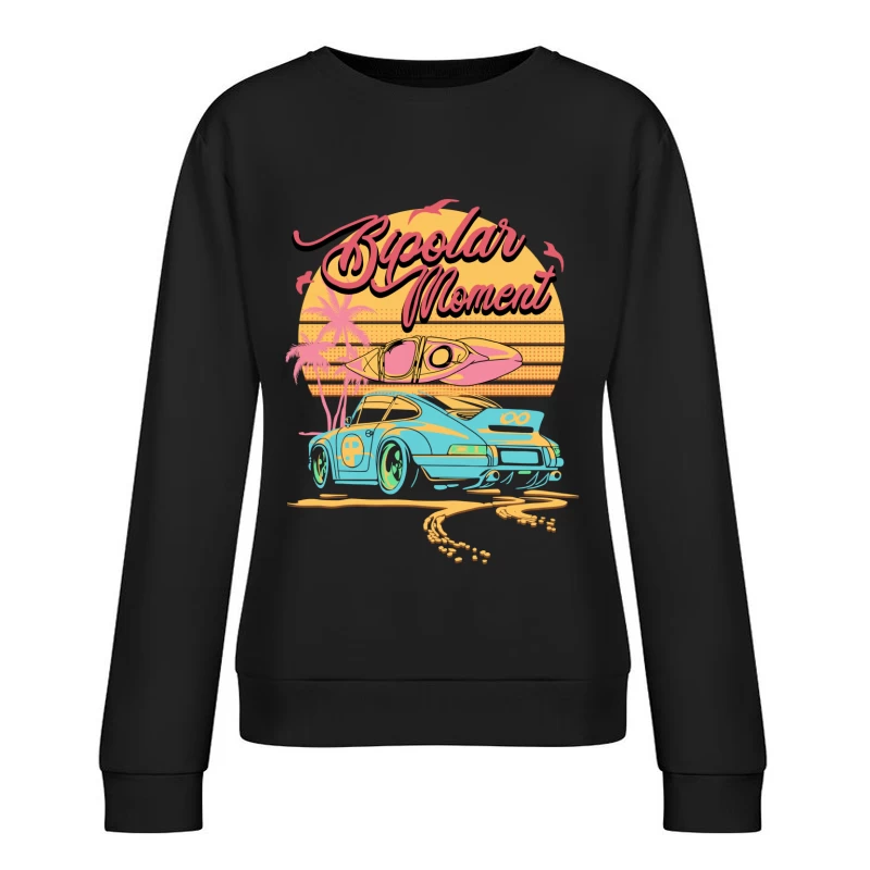 Strandauto mit Kajak und Sonnenuntergang Damen Pullover Sweatshirt