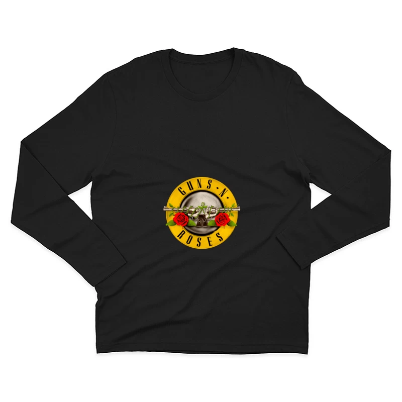 Guns N' Roses Classic Rock Band Logo with Pistols and Roses Male Long Sleeve T-Shirt