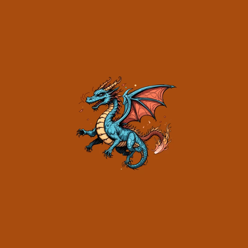 Colorful Blue Dragon Illustration iPhone Case