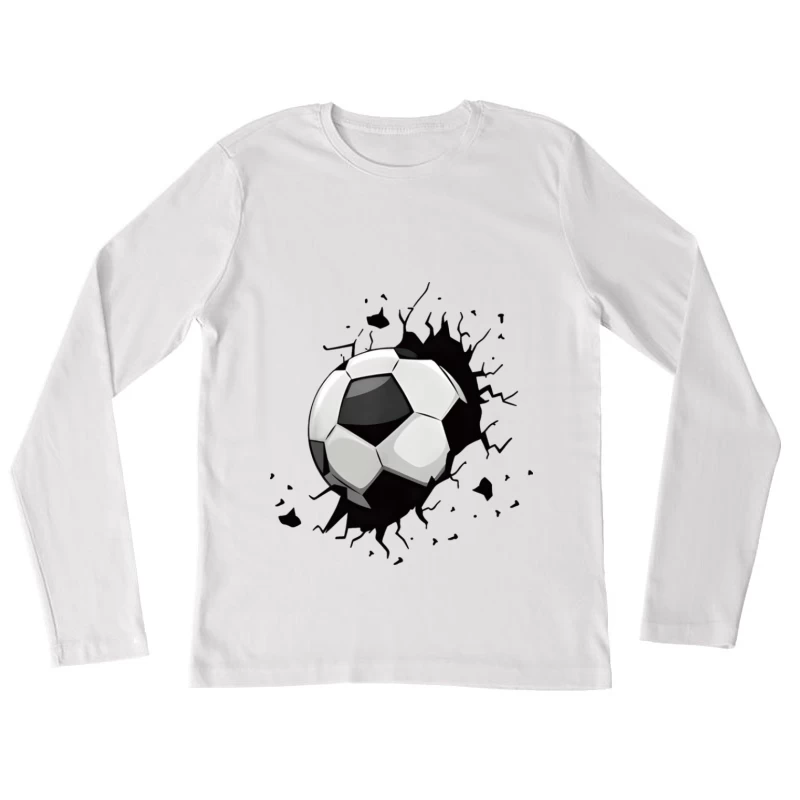 Fußball zerbricht die Wand Damen Langarm T-Shirt