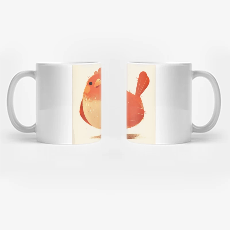 Cute Red Robin Bird Illustration Coffee Mug