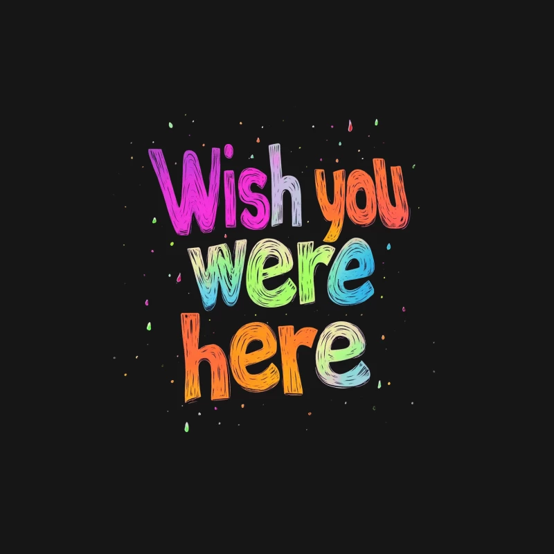 Vibrant "Wish You Were Here" Typography on Black Background Female Long Sleeve T-Shirt