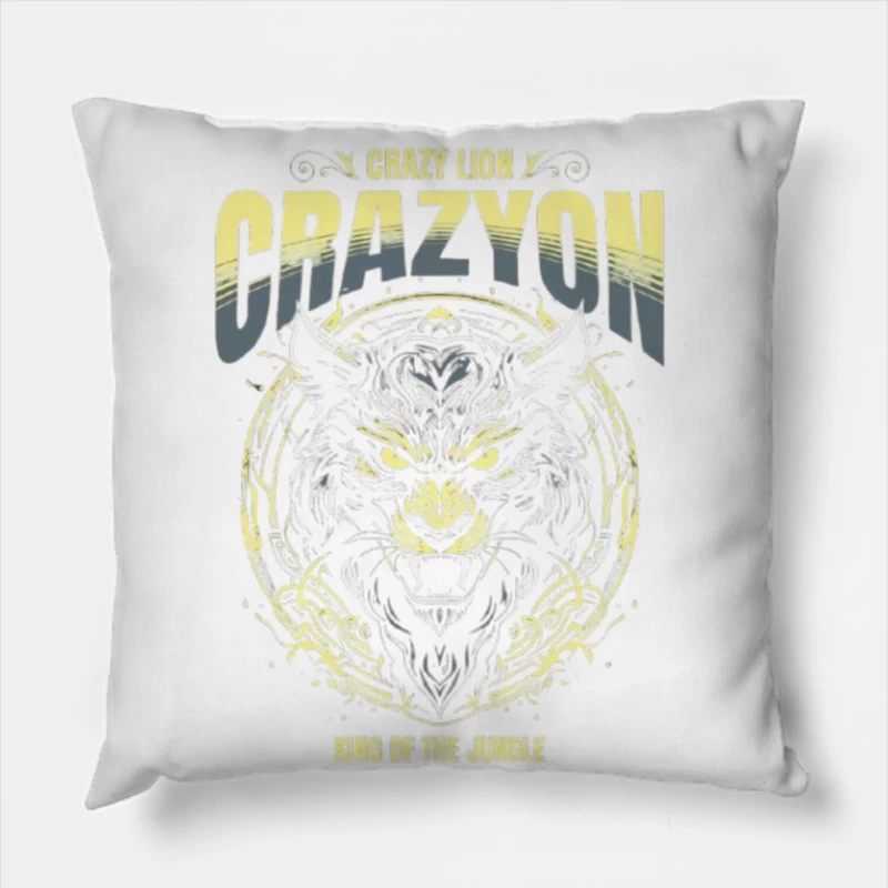 Fierce Tiger Tribal Art with "Crazyon" Typography Design Throw Pillow