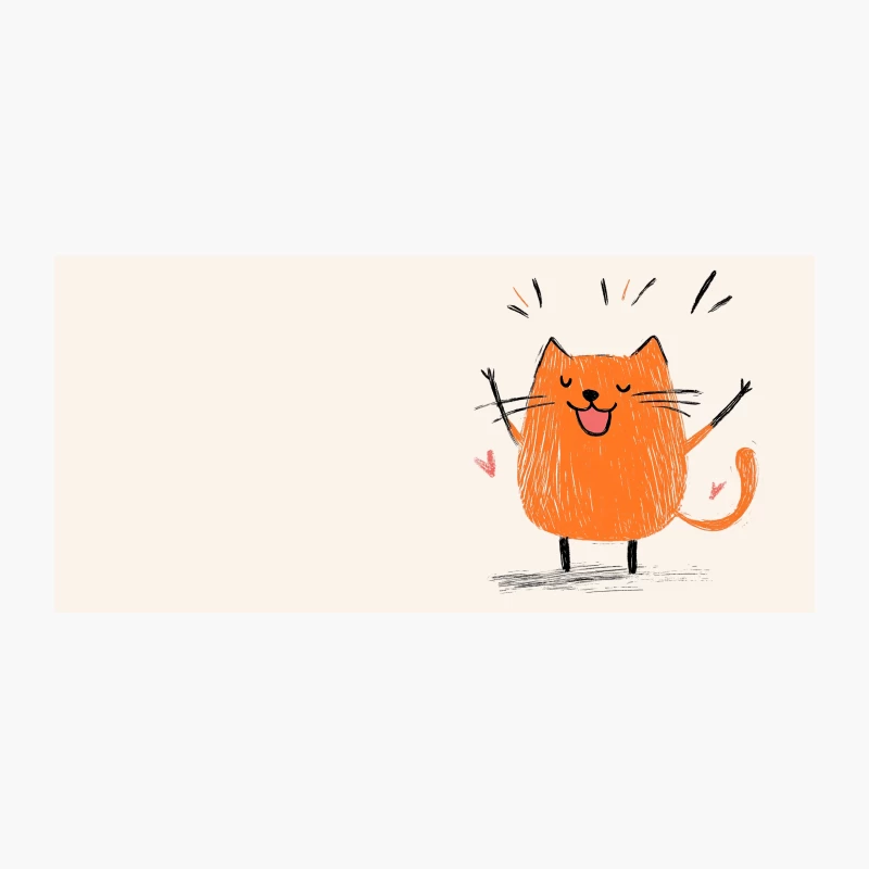 Cheerful Orange Cartoon Cat: A Cute and Simple Illustration Coffee Mug