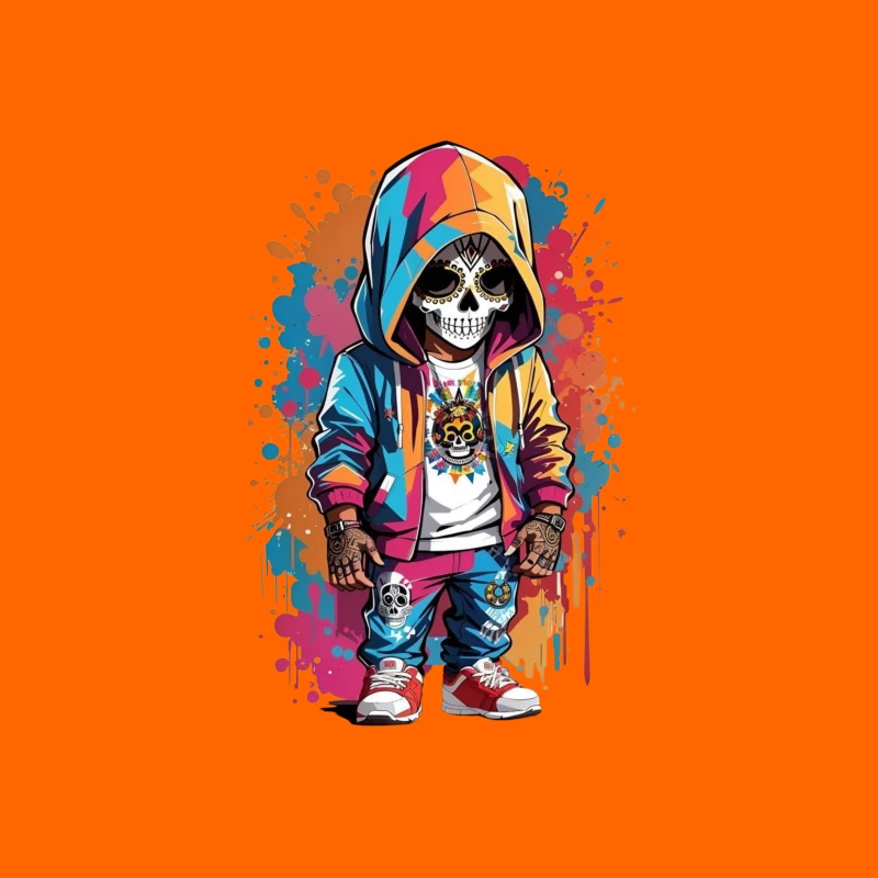 Colorful Skeleton Character in Streetwear Tapestry
