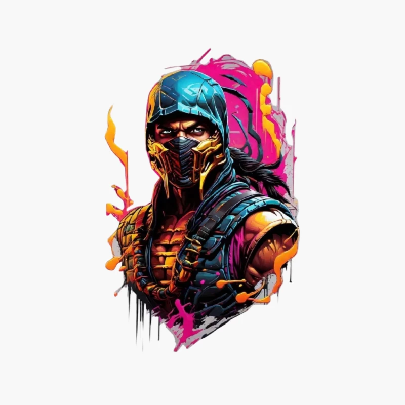 Vibrant Digital Art of a Masked Character Cotton Tote Bag
