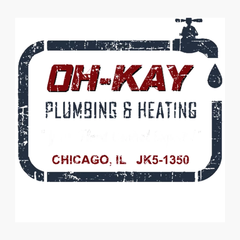 OH-KAY, Plumbing & Heating, distressed Throw Pillow
