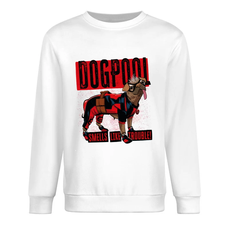 Funny "Dogpool" Pug Superhero Comic Style T-Shirt Design Male Pullover Sweatshirt