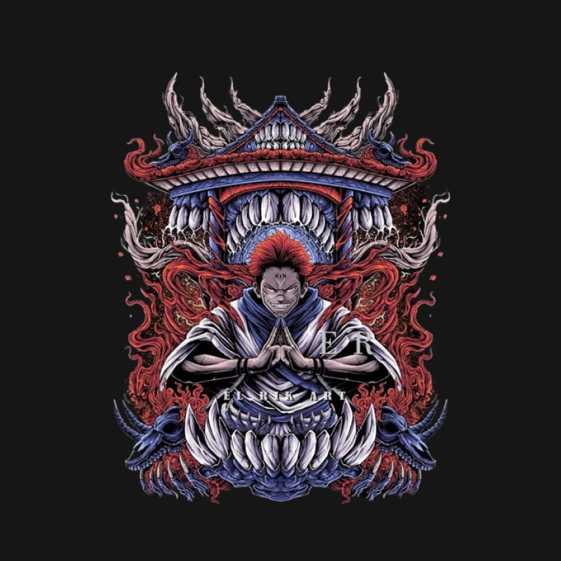 Mystische Kriegerkunst vor Tempel Herren T-Shirt