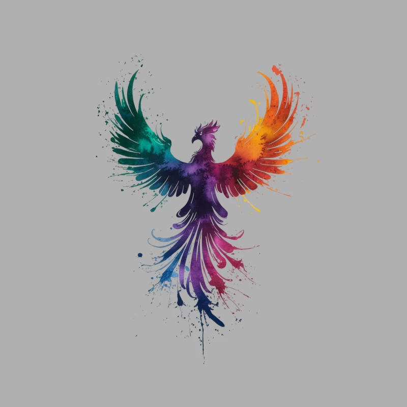 Vibrant Watercolor Phoenix Rising with Rainbow Wings Male Tank Top