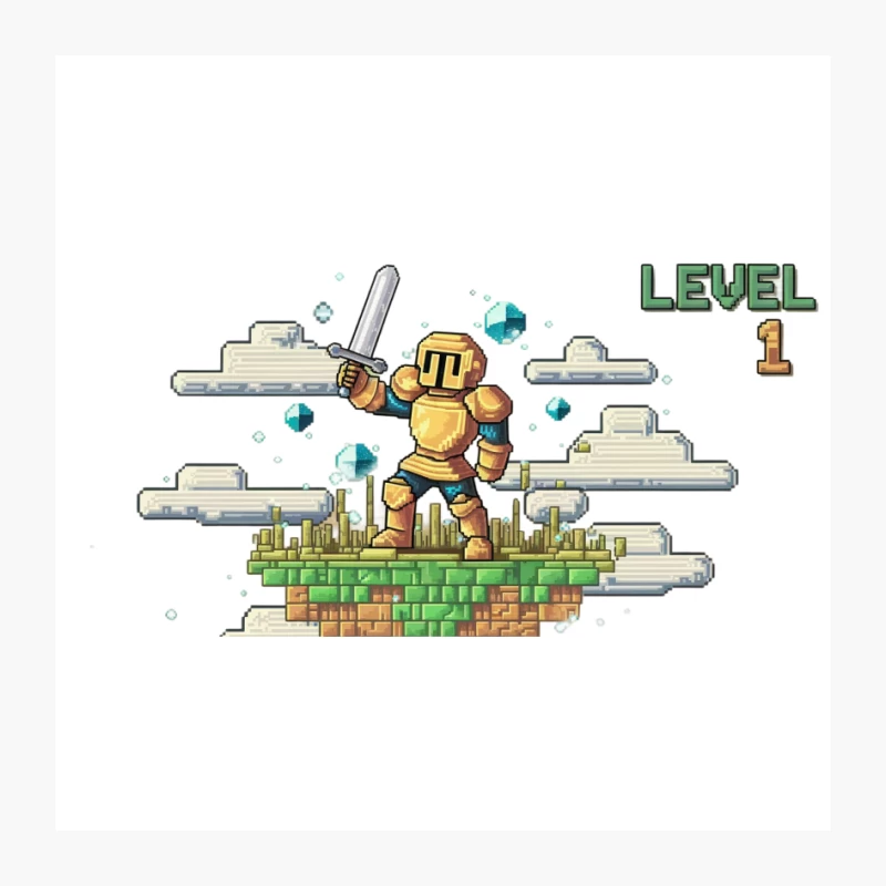 Retro Pixel Art: Knight on Floating Island - Level 1 Pin