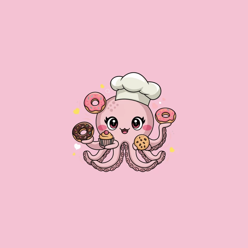 Cute Cartoon Octopus Chef with Sweet Treats Bucket Hat