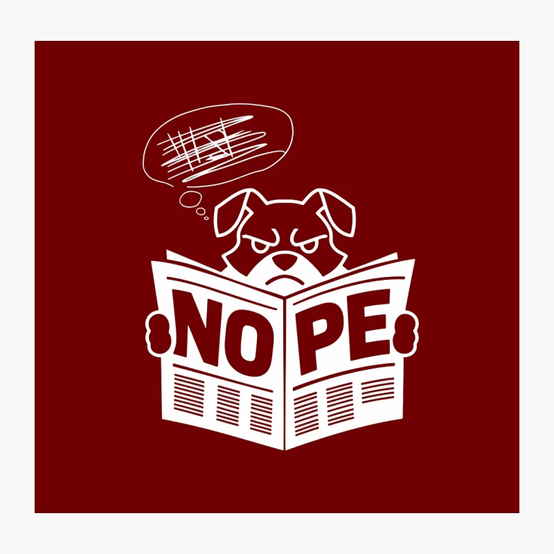 Skeptical Cartoon Dog Reading 'Nope' Newspaper Throw Pillow